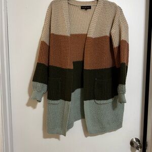 Colorblock Knit Cardigan Sweater